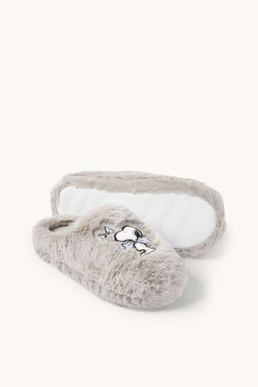 Donna - Pantofole di ecopelliccia - Snoopy - grigio