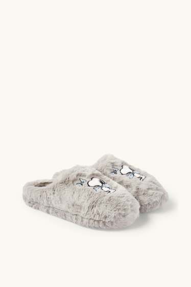Donna - Pantofole di ecopelliccia - Snoopy - grigio