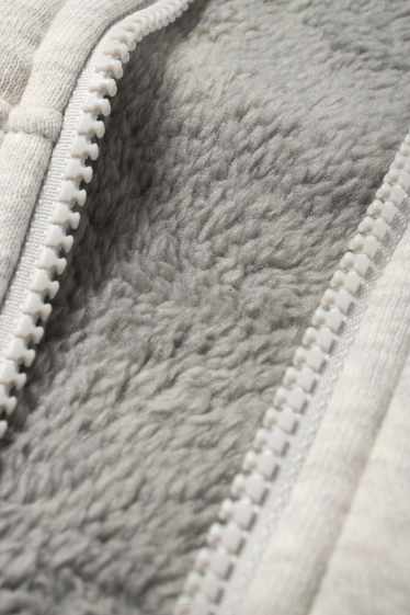 Kinderen: jongens - Graafmachine - sweatvest met capuchon - licht grijs-mix