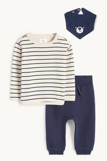 Bébés garçons - Oursons - tenue pour bébé - doublé en peluche - 3 pièces - bleu  / beige