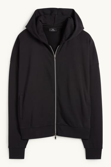 Uomo - Felpa con zip e cappuccio - nero