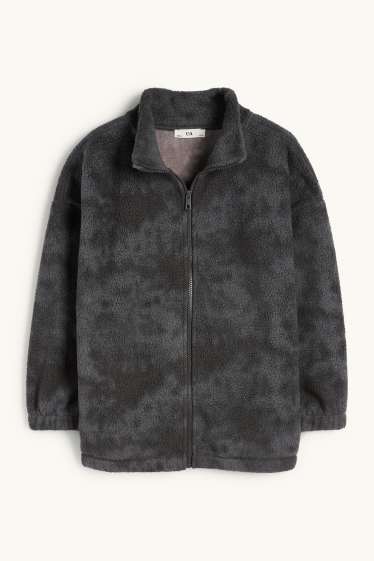 Kinder Buben - Teddy-Jacke - dunkelgrau