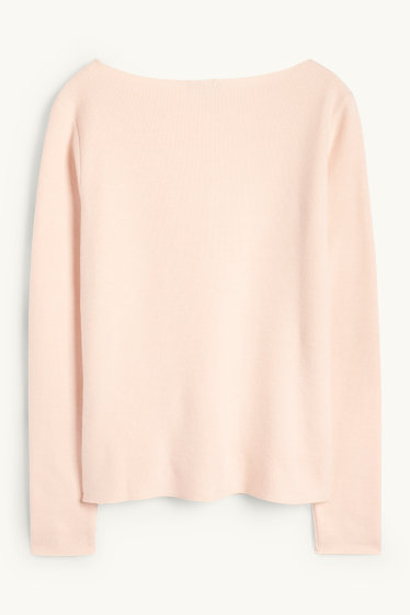 Donna - Maglia a maniche lunghe - regular fit - a coste - rosa