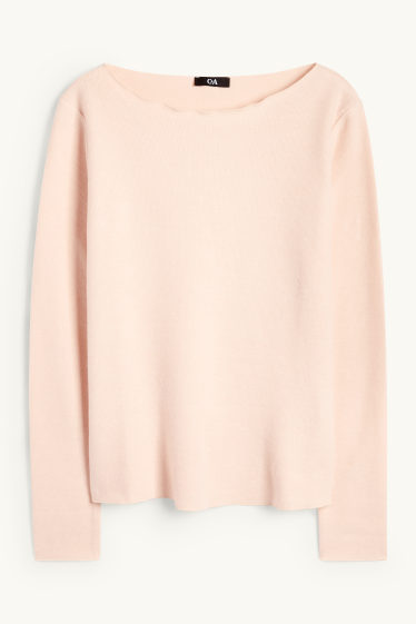 Donna - Maglia a maniche lunghe - regular fit - a coste - rosa