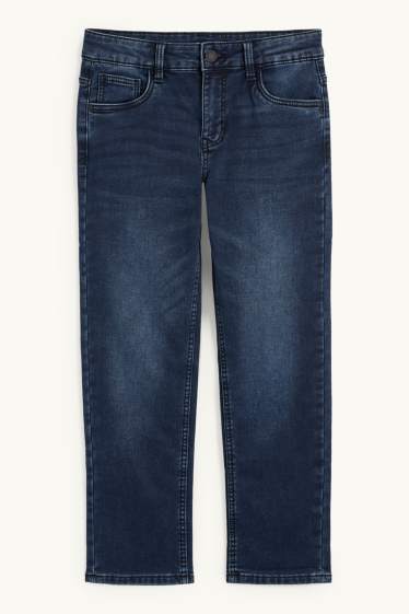 Children Boys - Straight jeans - thermal jeans - jog denim - extra-wide waistband - denim-dark blue