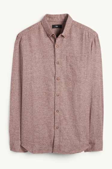 Hommes - Chemise - regular fit - col button-down - rouge foncé