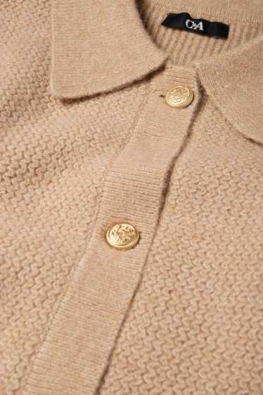 Dámské - Pletený kardigan - strukturovaný - béžová