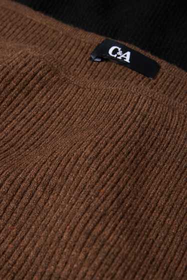 Women - Knitted dress - ribbed - brown