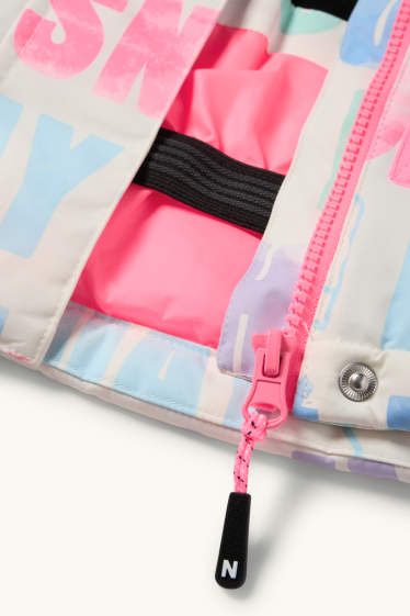 Copii - Fete - Geacă de schi cu glugă - impermeabilă - cu model - alb