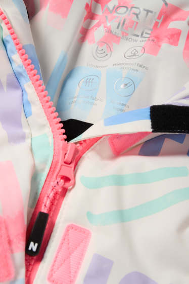 Copii - Fete - Geacă de schi cu glugă - impermeabilă - cu model - alb