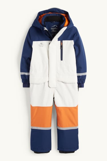 Kinder Jungen - Skianzug mit Kapuze - wasserdicht - dunkelblau