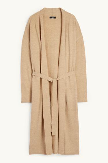 Women - Long cardigan - beige