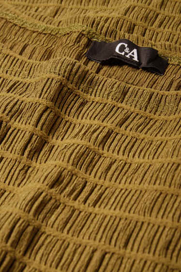 Damen - Langarmshirt - Regular Fit - gesmokt - grün