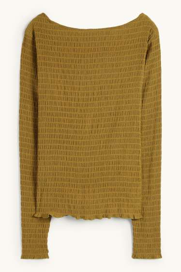 Damen - Langarmshirt - Regular Fit - gesmokt - grün