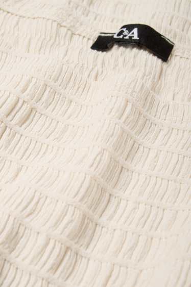 Dona - Samarreta de màniga llarga - regular fit - frunzida - blanc trencat