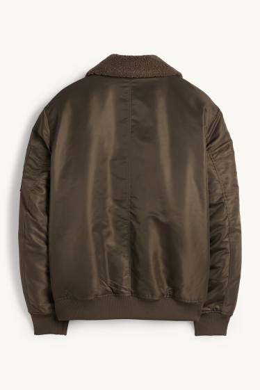 Herren - Bomberjacke - gefüttert - dunkelgrün