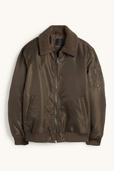 Herren - Bomberjacke - gefüttert - dunkelgrün