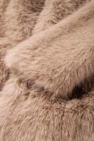 Dames - Jas van imitatiebont - lichtbruin