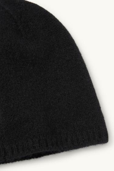 Damen - Kaschmir-Beanie - schwarz
