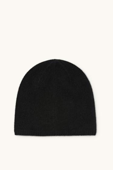 Damen - Kaschmir-Beanie - schwarz