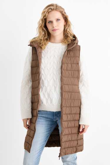 Mujer - Chaleco acolchado con capucha - marrón