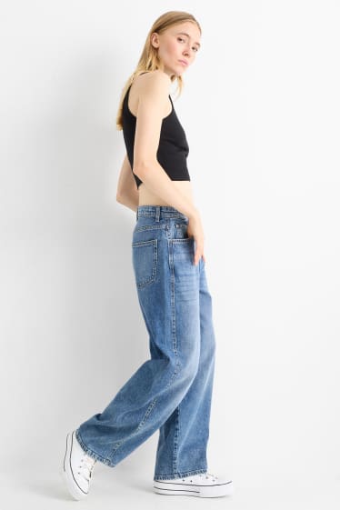 Damen - Balloon Jeans - Mid Waist - jeansblau