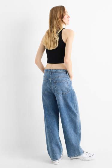 Damen - Balloon Jeans - Mid Waist - jeansblau