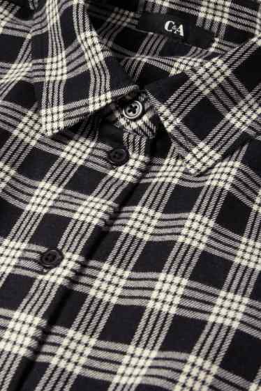 Donna - Blusa di flanella - a quadretti - nero / bianco