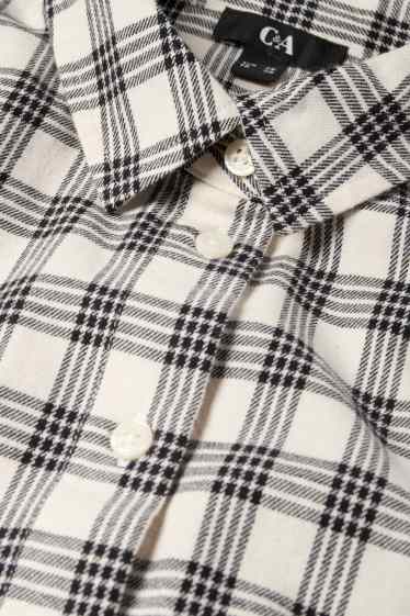 Femmes - Chemisier en flanelle - à carreaux - blanc / noir