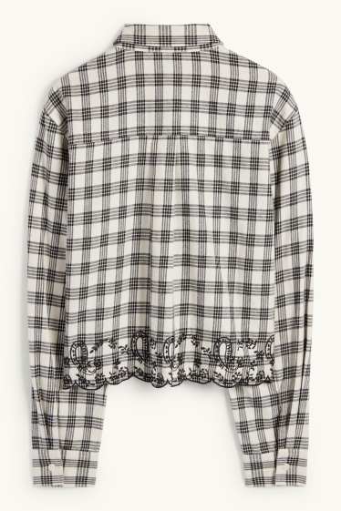 Femmes - Chemisier en flanelle - à carreaux - blanc / noir