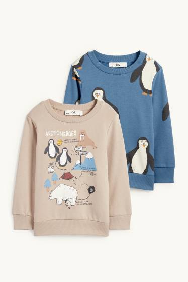 Nen - Paquet de 2 - os polar i pingüí - dessuadora - blau/beix