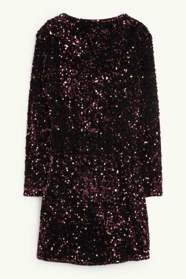 Dámské - Pajetkové bodycon šaty - bordeaux