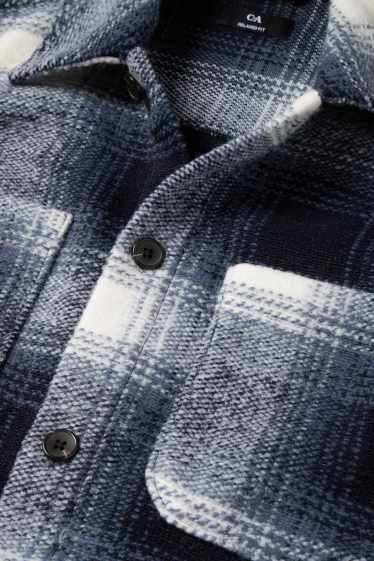 Hommes - Veste-chemise - relaxed fit - col kent - à carreaux - bleu foncé / blanc