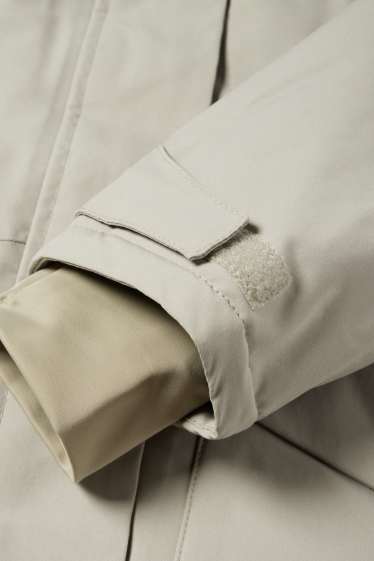 Kinder Mädchen - Regenjacke mit Kapuze - gefüttert - wasserdicht - hellgrau