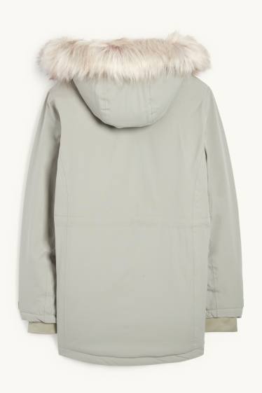 Kinder Mädchen - Regenjacke mit Kapuze - gefüttert - wasserdicht - hellgrau