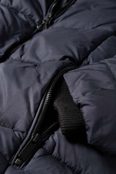 Children Girls - Quilted jacket with hood - dark blue