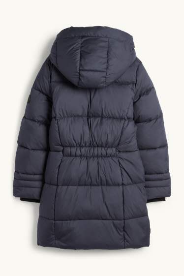 Children Girls - Quilted jacket with hood - dark blue