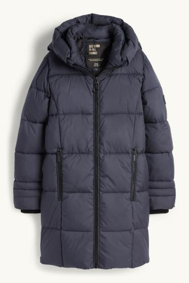 Children Girls - Quilted jacket with hood - dark blue