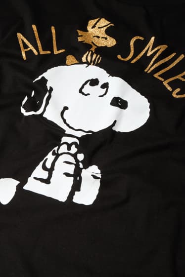 Damen - T-Shirt - Regular Fit - Glanz-Effekt - Peanuts - schwarz