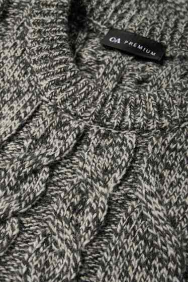 Men - Jumper - cable knit pattern - dark gray