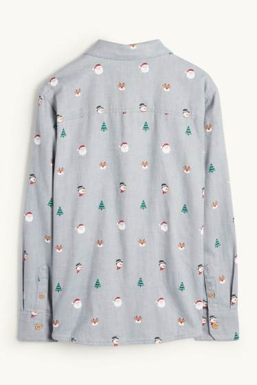 Enfants garçons - Chemise de Noël - à motif - gris clair