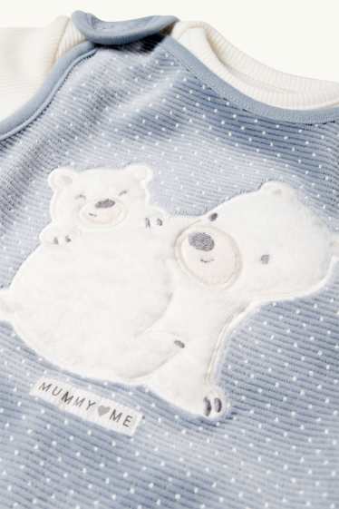 Unisexe - Ours polaire - ensemble avec grenouillère - côtelé - 2 pièces - gris