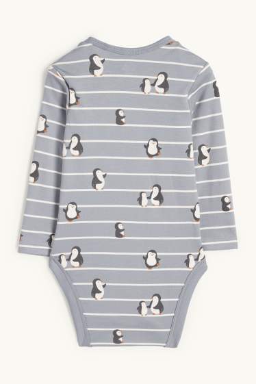 Unisex - Pinguin - Baby-Body - gestreift - blau