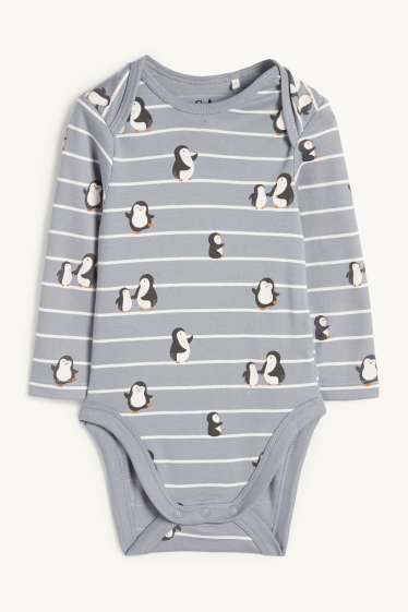 Unisex - Pinguin - Baby-Body - gestreift - blau