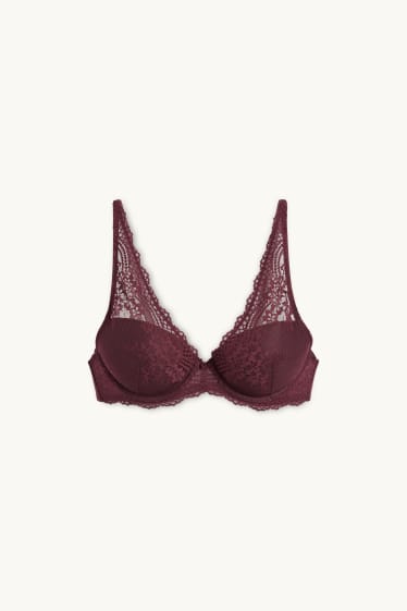 Femmes - Soutien-gorge avec armatures - PLUNGE - ampliforme - bordeaux