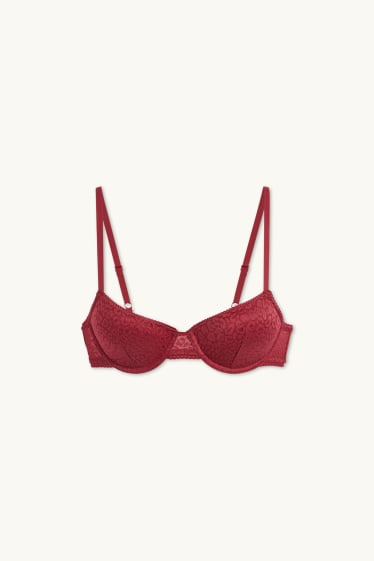 Femmes - Soutien-gorge avec armatures - DEMI - ampliforme - rouge foncé