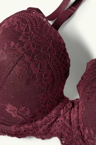 Women - Underwire bra - FULL COVERAGE - padded - bordeaux