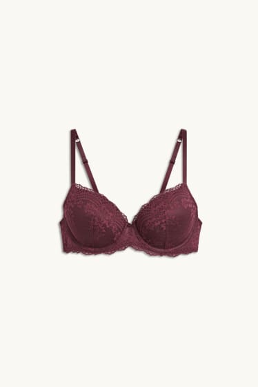 Women - Underwire bra - FULL COVERAGE - padded - bordeaux