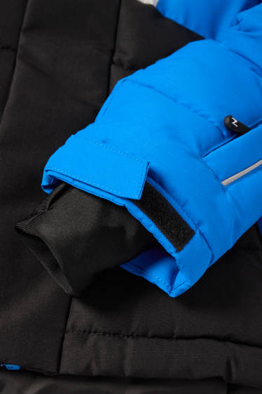 Kinder Jungen - Skijacke mit Kapuze - wasserabweisend - blau / schwarz