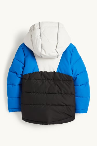 Kinder Jungen - Skijacke mit Kapuze - wasserabweisend - blau / schwarz